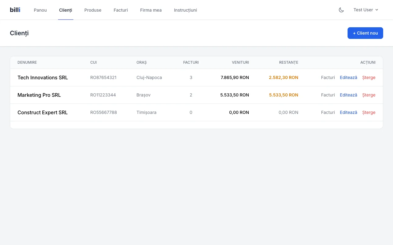 billi — clienți