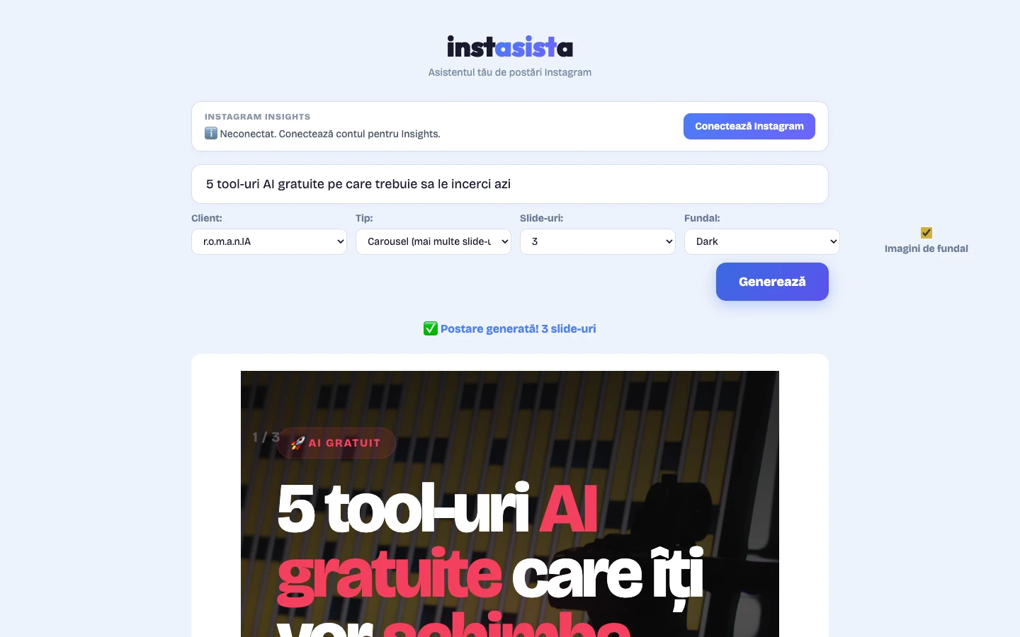 InstaSista AI posting assistant